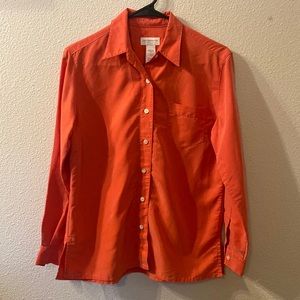 Liz Claiborne orange button down shirt size Petite